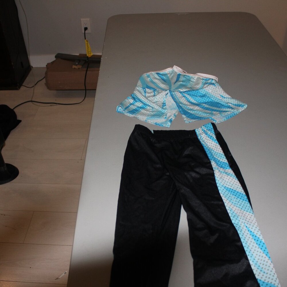Black & Blue Algy Custom 2 Pcs Dance Costume  Size Small